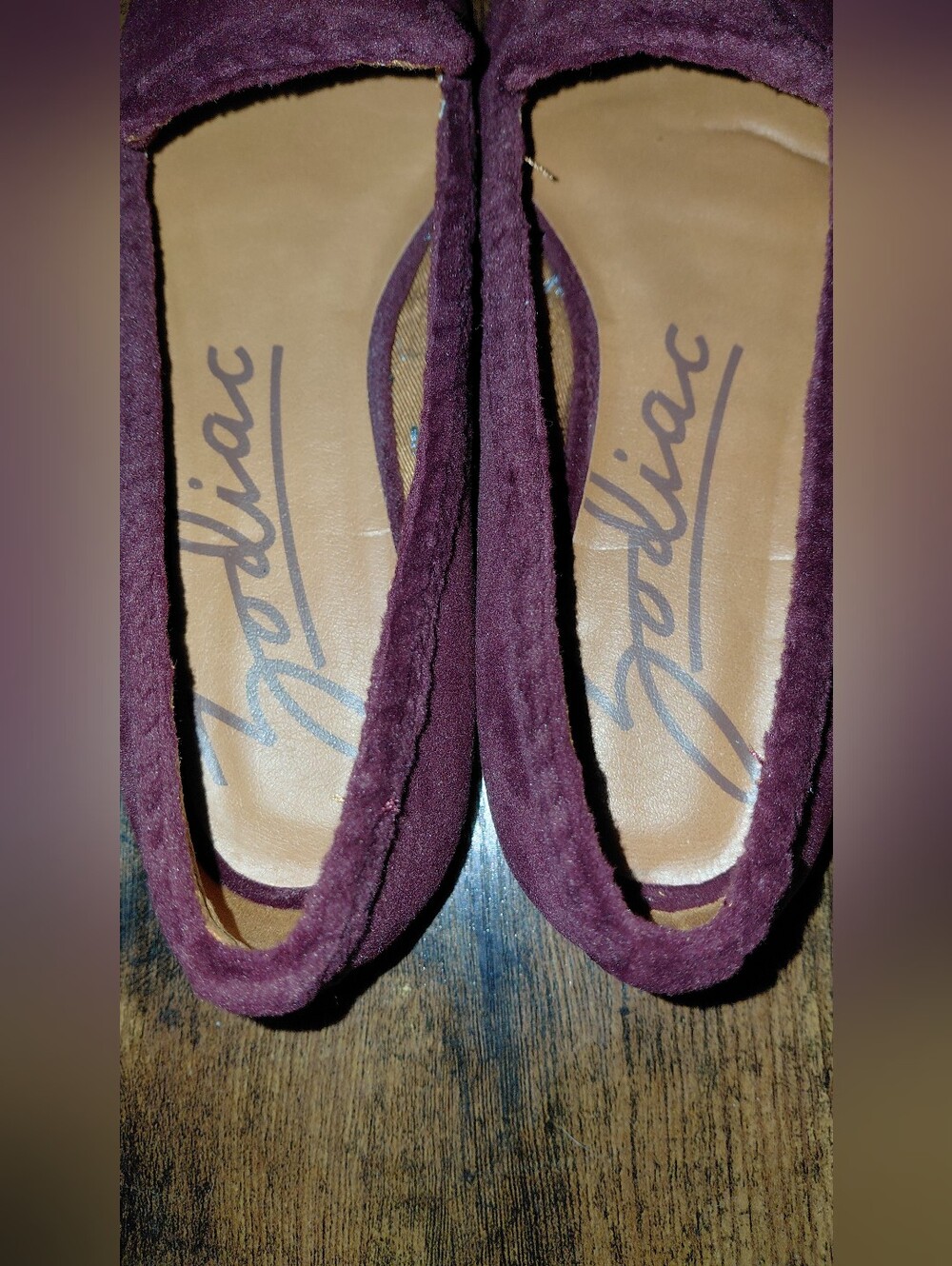 Zodiac Plum Suede Pointed-Toe Flats - Picture 3 of 6